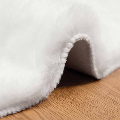 vidaXL Anti-Slip Faux Rabbit Fur Rug OLITE White Ø 120 cm Polyester