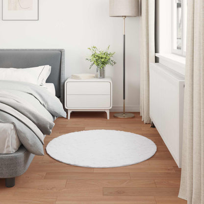 vidaXL Anti-Slip Faux Rabbit Fur Rug OLITE White Ø 120 cm Polyester