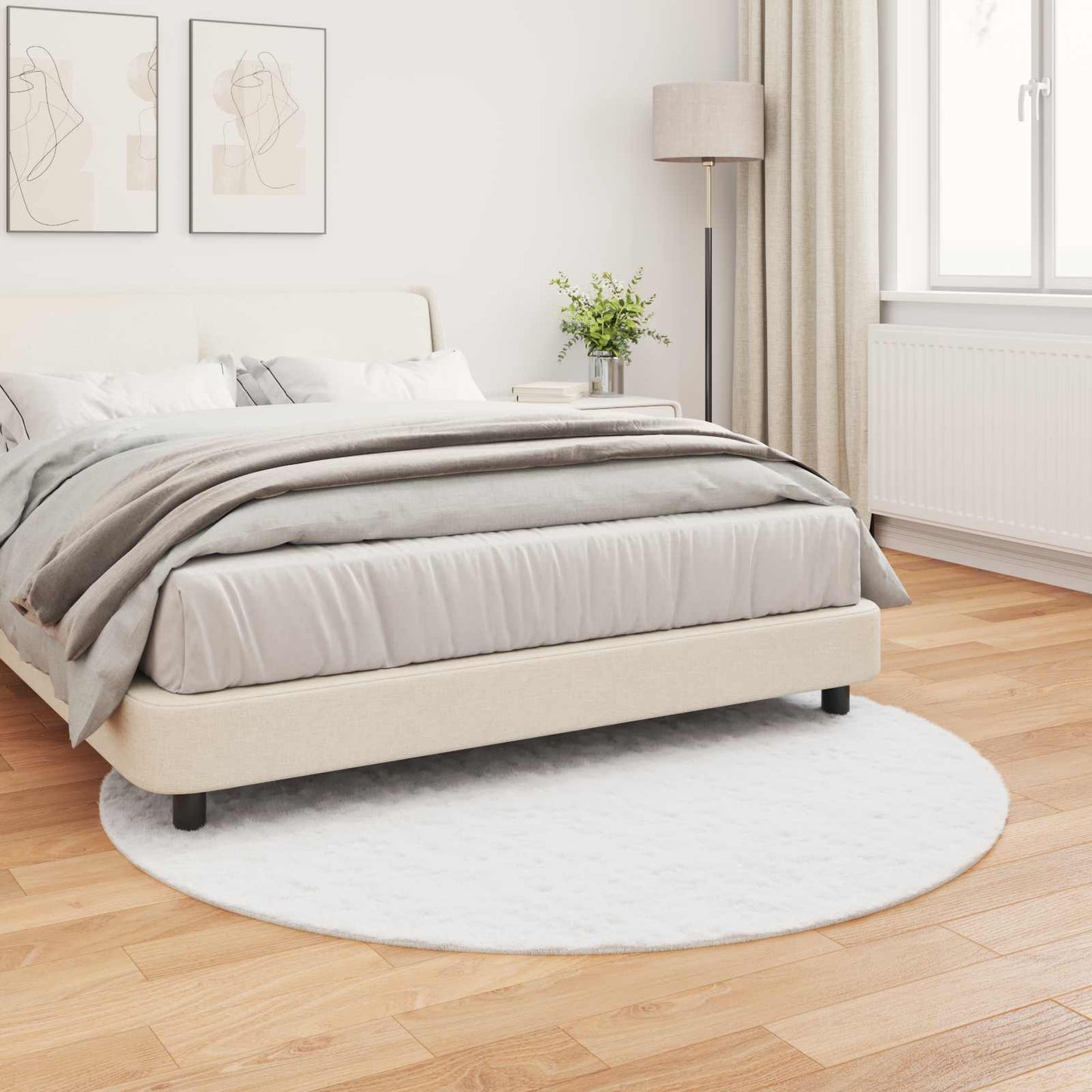 vidaXL Anti-Slip Faux Rabbit Fur Rug OLITE White Ø 200 cm Polyester