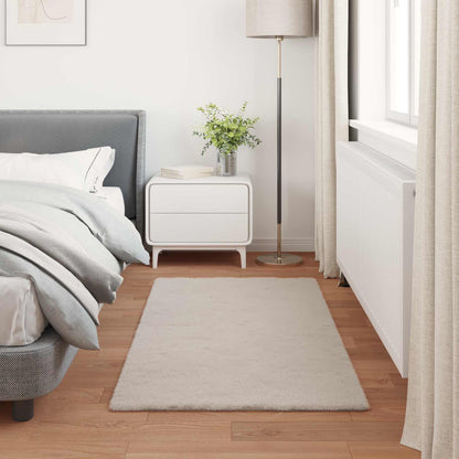 vidaXL Anti-Slip Faux Rabbit Fur Rug OLITE Beige 80 x 150 cm Polyester