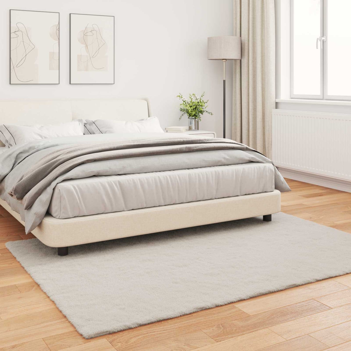vidaXL Anti-Slip Faux Rabbit Fur Rug OLITE Beige 120 x 170 cm