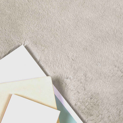 vidaXL Anti-Slip Faux Rabbit Fur Rug OLITE Beige 120 x 170 cm