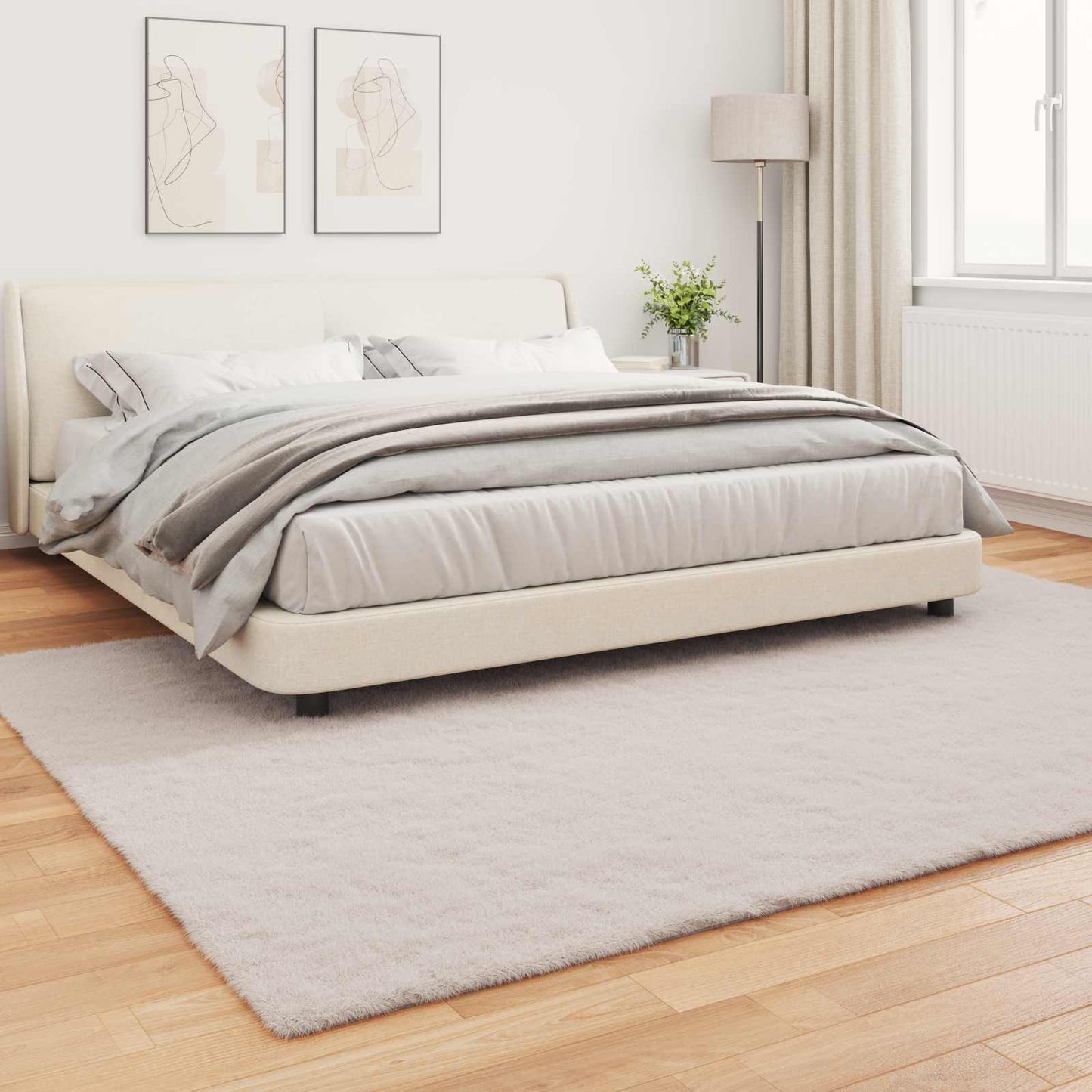vidaXL Anti-Slip Faux Rabbit Fur Rug OLITE Beige 200 x 280 cm