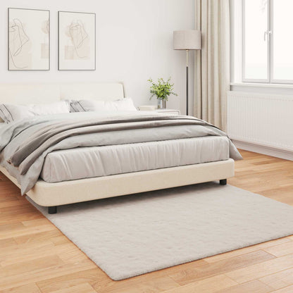 vidaXL Anti-Slip Faux Rabbit Fur Rug OLITE Beige 120 x 120 cm