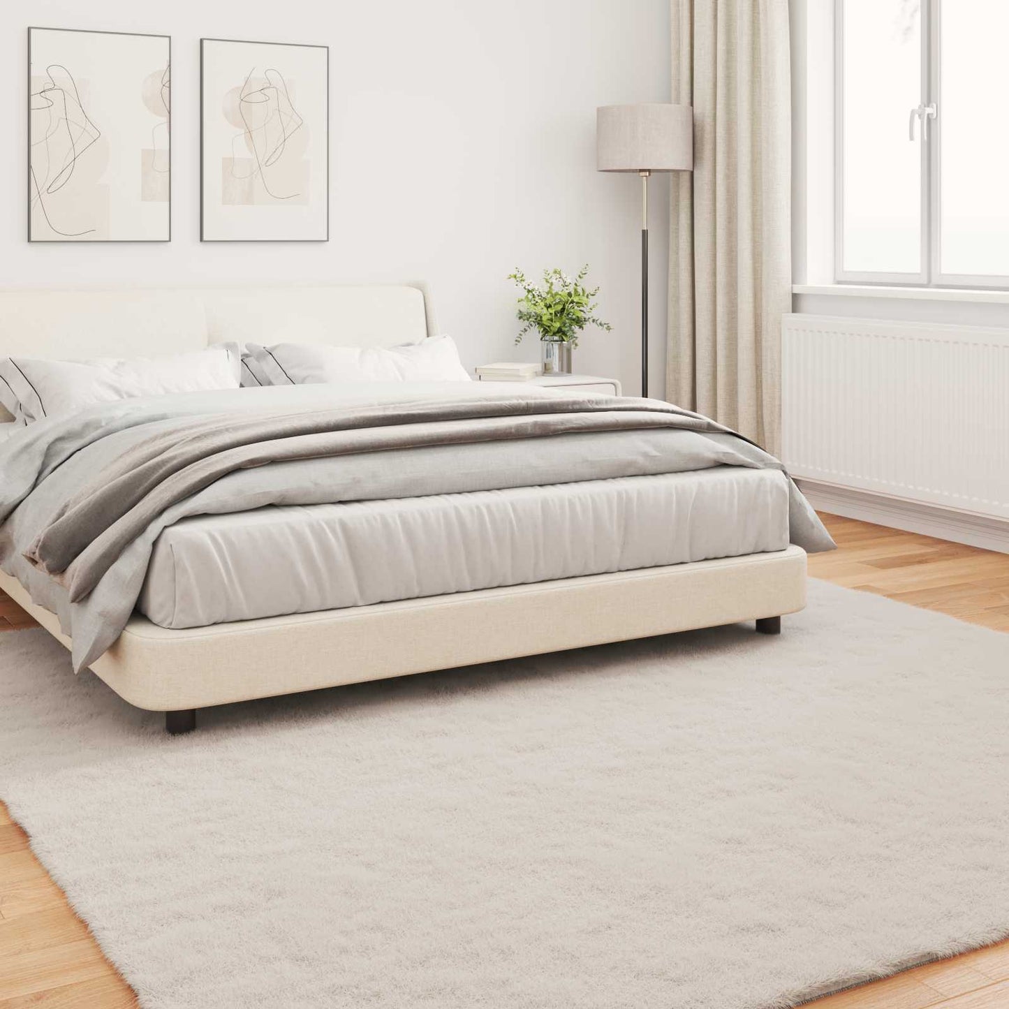 vidaXL Anti-Slip Faux Rabbit Fur Rug OLITE Beige 240 x 240 cm