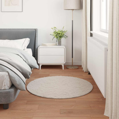 vidaXL Anti-Slip Faux Rabbit Fur Rug OLITE Beige Ø 80 cm Polyester