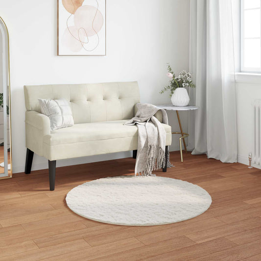 vidaXL Anti-Slip Faux Rabbit Fur Rug OLITE Cream Ø 120 cm Polyester