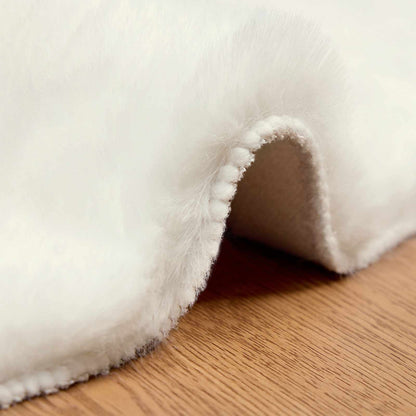 vidaXL Anti-Slip Faux Rabbit Fur Rug OLITE Cream Ø 200 cm Polyester