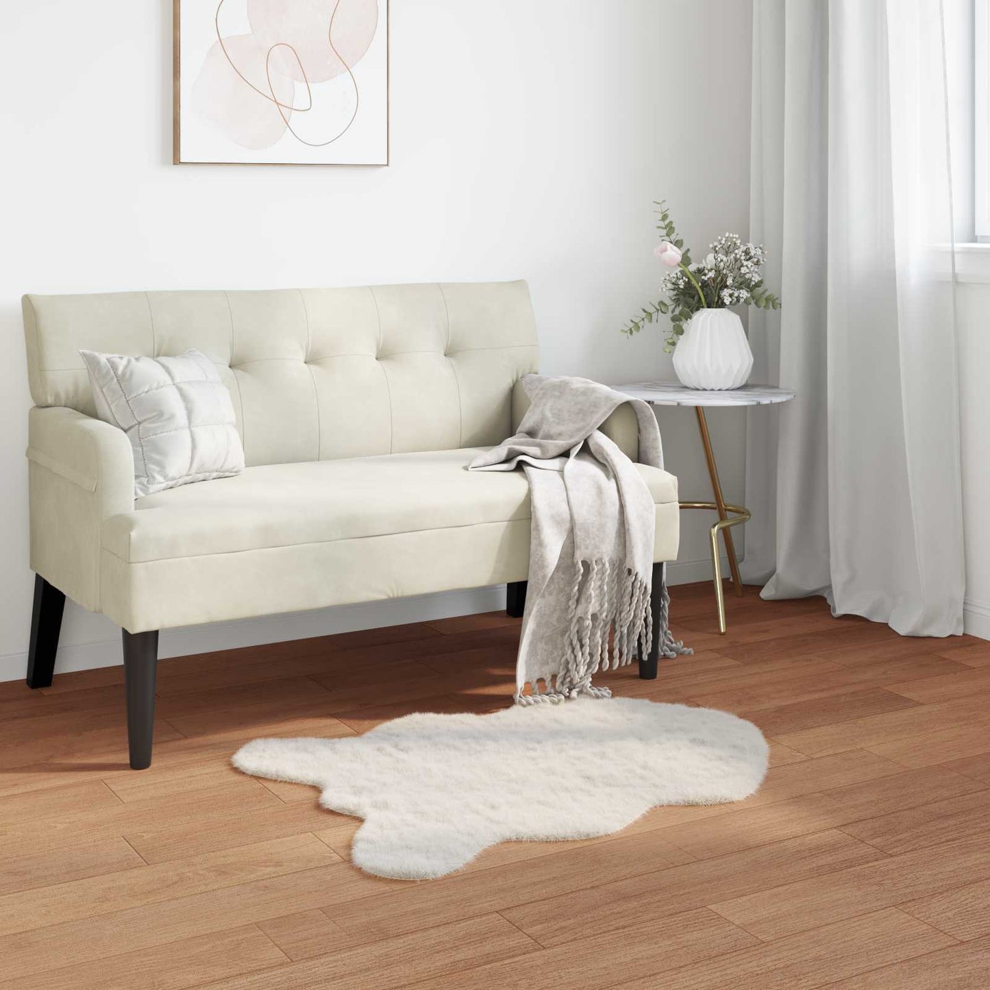 vidaXL Anti-Slip Faux Rabbit Fur Rug OLITE Cream 80 x 120 cm Polyester