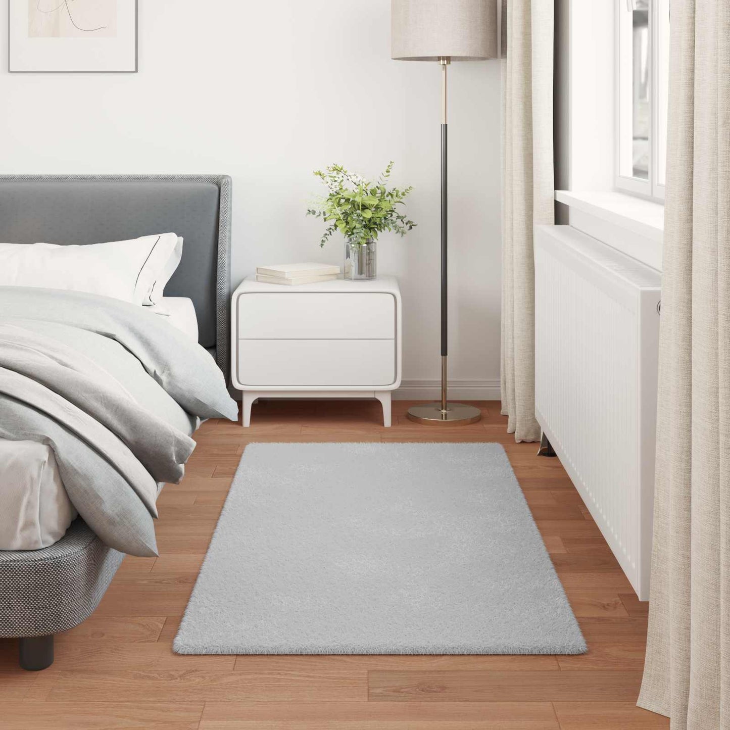 vidaXL Anti-Slip Faux Rabbit Fur Rug OLITE Grey 60 x 110 cm Polyester