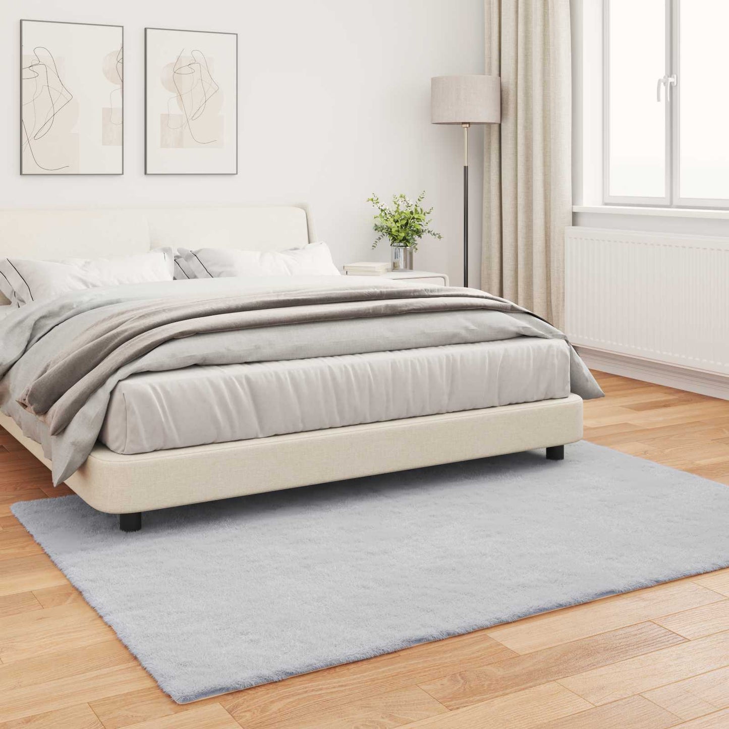 vidaXL Anti-Slip Faux Rabbit Fur Rug OLITE Grey 120 x 170 cm Polyester