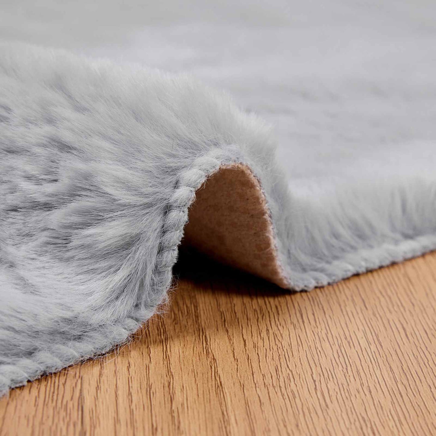 vidaXL Anti-Slip Faux Rabbit Fur Rug OLITE Grey 120 x 120 cm Polyester