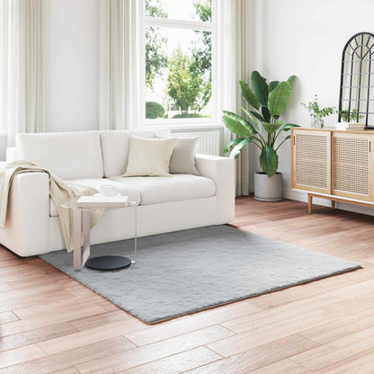 vidaXL Anti-Slip Faux Rabbit Fur Rug OLITE Grey 120 x 120 cm Polyester