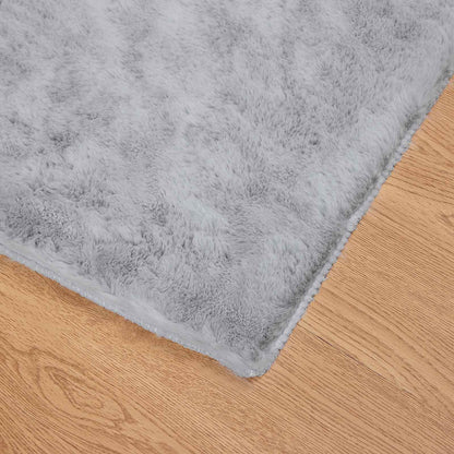 vidaXL Anti-Slip Faux Rabbit Fur Rug OLITE Grey 160 x 160 cm Polyester