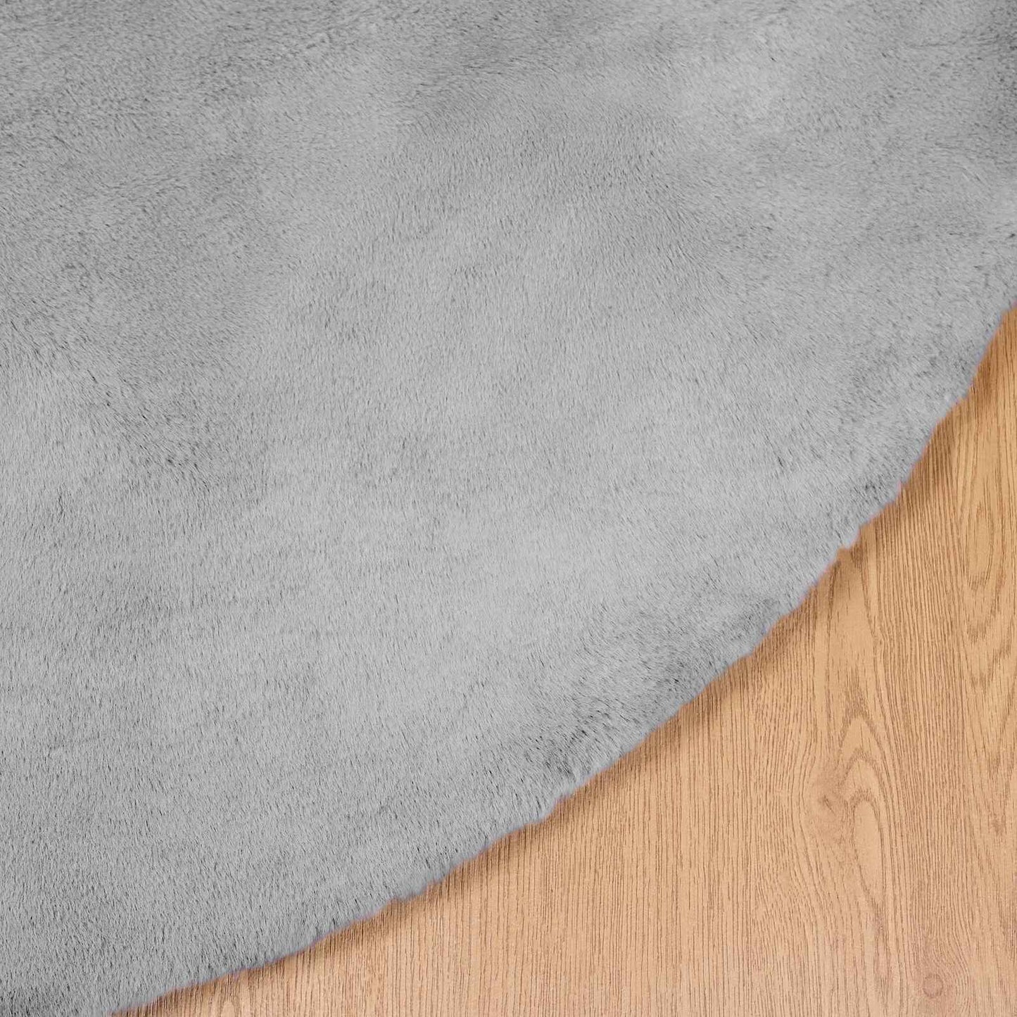 vidaXL Anti-Slip Faux Rabbit Fur Rug OLITE Grey Ø 80 cm Polyester