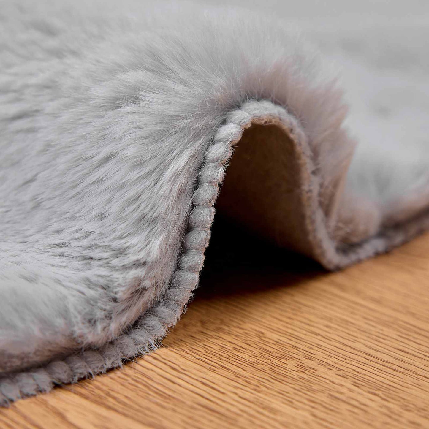 vidaXL Anti-Slip Faux Rabbit Fur Rug OLITE Grey Ø 100 cm Polyester