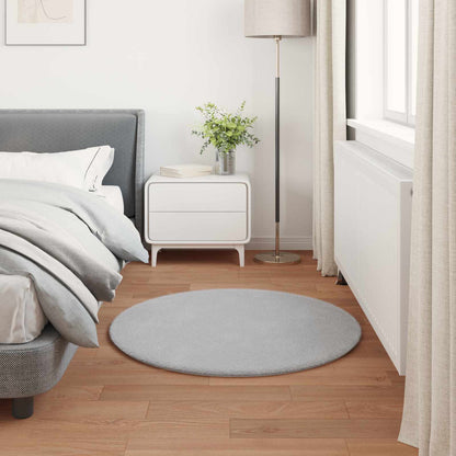 vidaXL Anti-Slip Faux Rabbit Fur Rug OLITE Grey Ø 100 cm Polyester