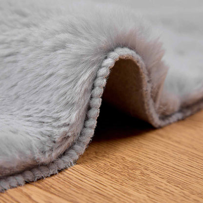 vidaXL Anti-Slip Faux Rabbit Fur Rug OLITE Grey Ø 200 cm Polyester