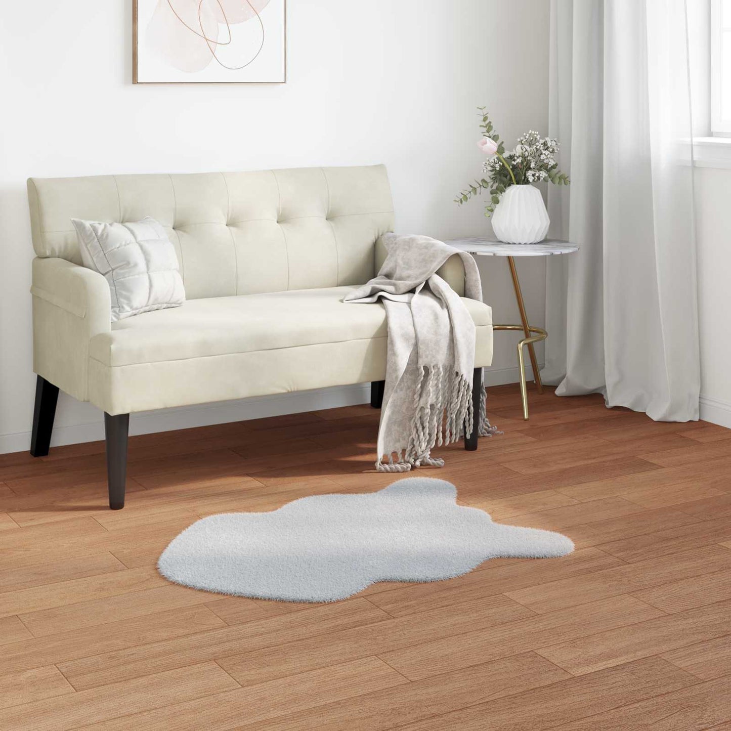 vidaXL Anti-Slip Faux Rabbit Fur Rug OLITE Grey 80 x 120 cm Polyester