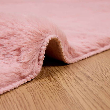 vidaXL Anti-Slip Faux Rabbit Fur Rug OLITE Pink 80 x 150 cm Polyester
