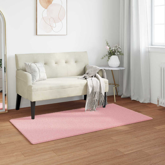 vidaXL Anti-Slip Faux Rabbit Fur Rug OLITE Pink 80 x 150 cm Polyester