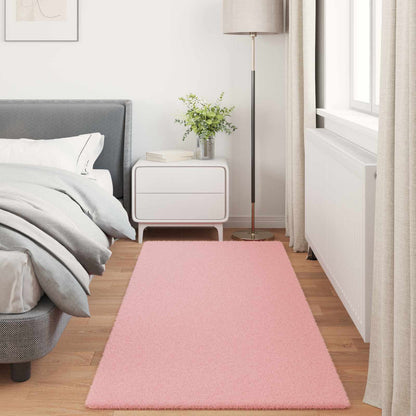 vidaXL Anti-Slip Faux Rabbit Fur Rug OLITE Pink 100 x 200 cm Polyester