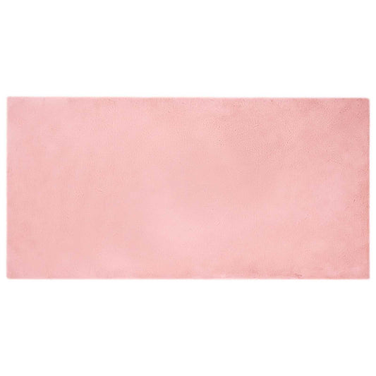 vidaXL Anti-Slip Faux Rabbit Fur Rug OLITE Pink 100 x 200 cm Polyester