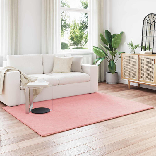 vidaXL Anti-Slip Faux Rabbit Fur Rug OLITE Pink 140 x 200 cm Polyester