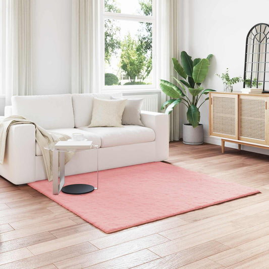 vidaXL Anti-Slip Faux Rabbit Fur Rug OLITE Pink 120 x 120 cm Polyester