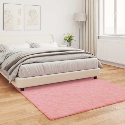 vidaXL Anti-Slip Faux Rabbit Fur Rug OLITE Pink 120 x 120 cm Polyester