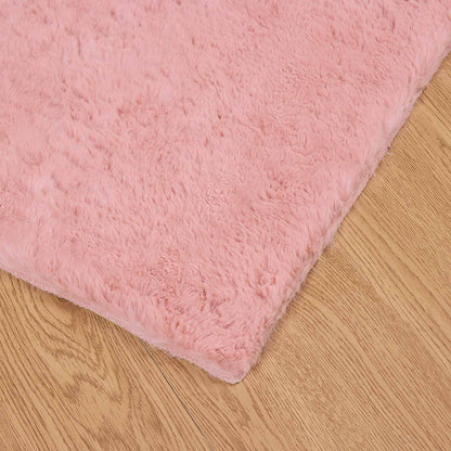vidaXL Anti-Slip Faux Rabbit Fur Rug OLITE Pink 160 x 160 cm Polyester