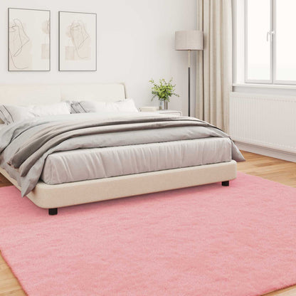 vidaXL Anti-Slip Faux Rabbit Fur Rug OLITE Pink 200 x 200 cm Polyester