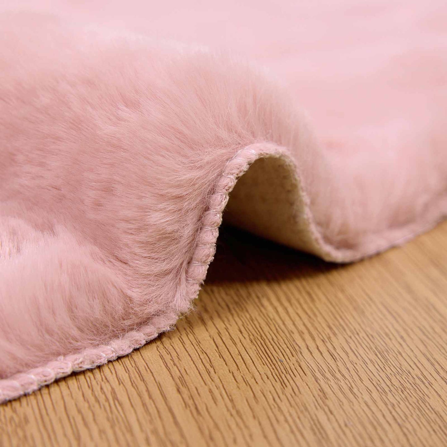 vidaXL Anti-Slip Faux Rabbit Fur Rug OLITE Pink Ø 80 cm Polyester