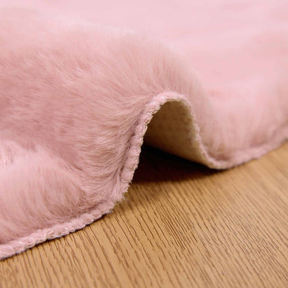 vidaXL Anti-Slip Faux Rabbit Fur Rug OLITE Pink Ø 80 cm Polyester