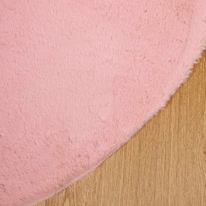 vidaXL Anti-Slip Faux Rabbit Fur Rug OLITE Pink Ø 80 cm Polyester
