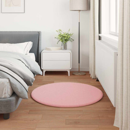 vidaXL Anti-Slip Faux Rabbit Fur Rug OLITE Pink Ø 80 cm Polyester