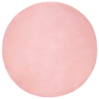 vidaXL Anti-Slip Faux Rabbit Fur Rug OLITE Pink Ø 80 cm Polyester