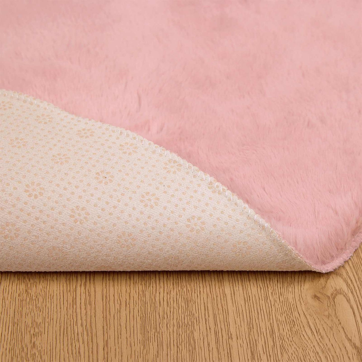 vidaXL Anti-Slip Faux Rabbit Fur Rug OLITE Pink Ø 200 cm Polyester