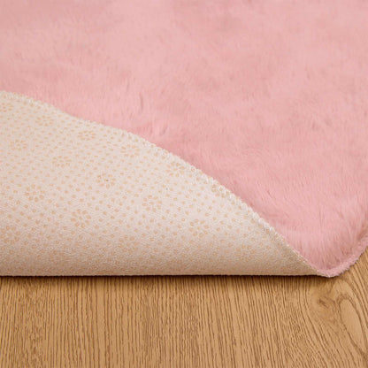 vidaXL Anti-Slip Faux Rabbit Fur Rug OLITE Pink Ø 200 cm Polyester