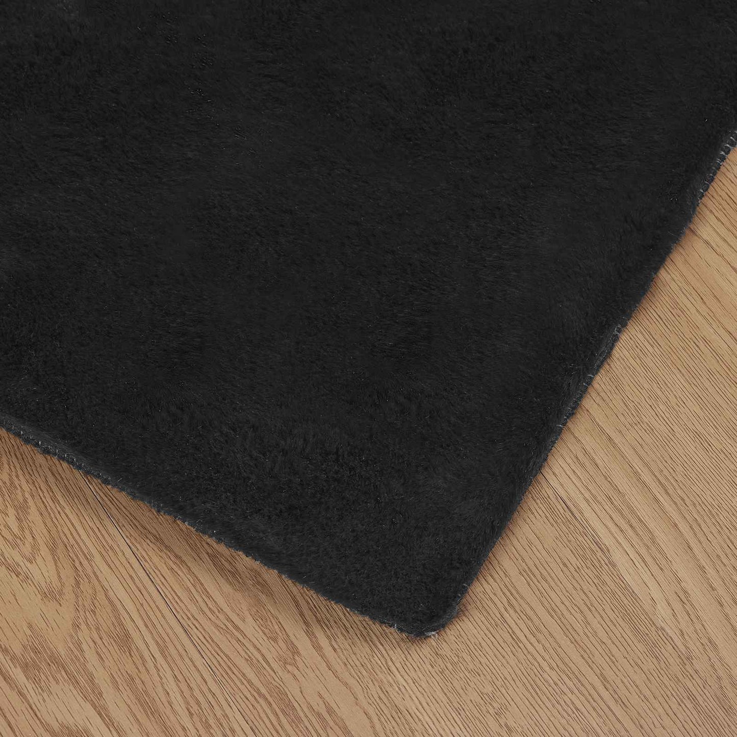 vidaXL Anti-Slip Faux Rabbit Fur Rug OLITE Black 60 x 110 cm Polyester