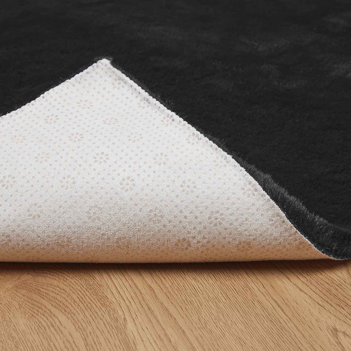 vidaXL Anti-Slip Faux Rabbit Fur Rug OLITE Black 60 x 110 cm Polyester
