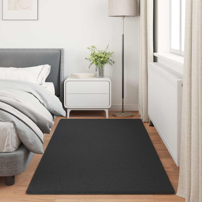 vidaXL Anti-Slip Faux Rabbit Fur Rug OLITE Black 80 x 200 cm Polyester