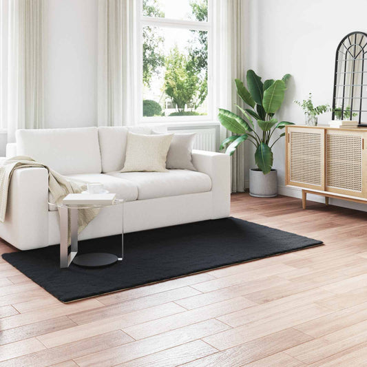 vidaXL Anti-Slip Faux Rabbit Fur Rug OLITE Black 100 x 200 cm