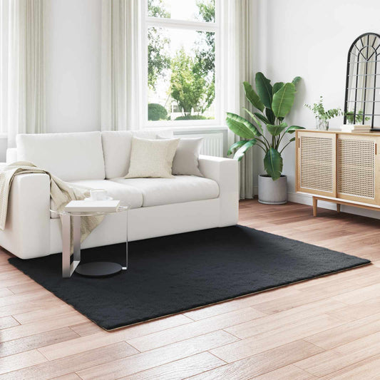 vidaXL Anti-Slip Faux Rabbit Fur Rug OLITE Black 160 x 230 cm