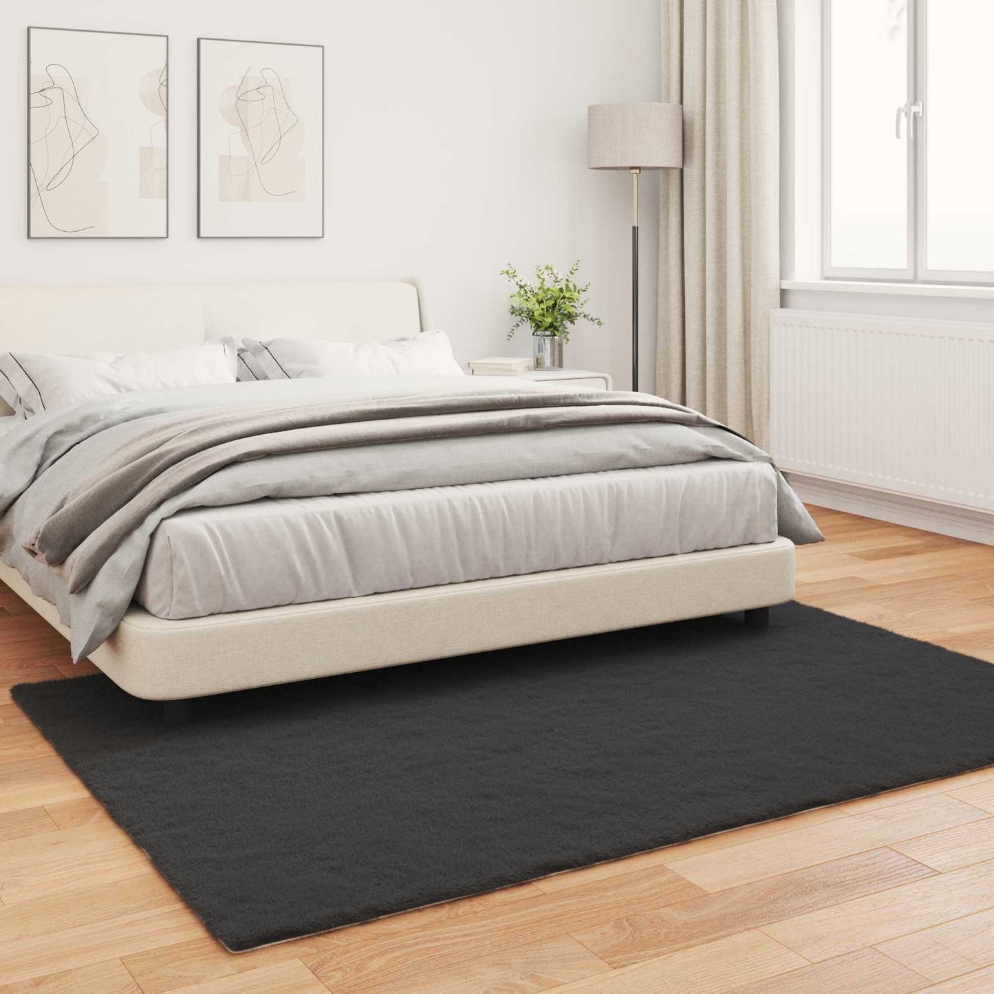 vidaXL Anti-Slip Faux Rabbit Fur Rug OLITE Black 160 x 230 cm