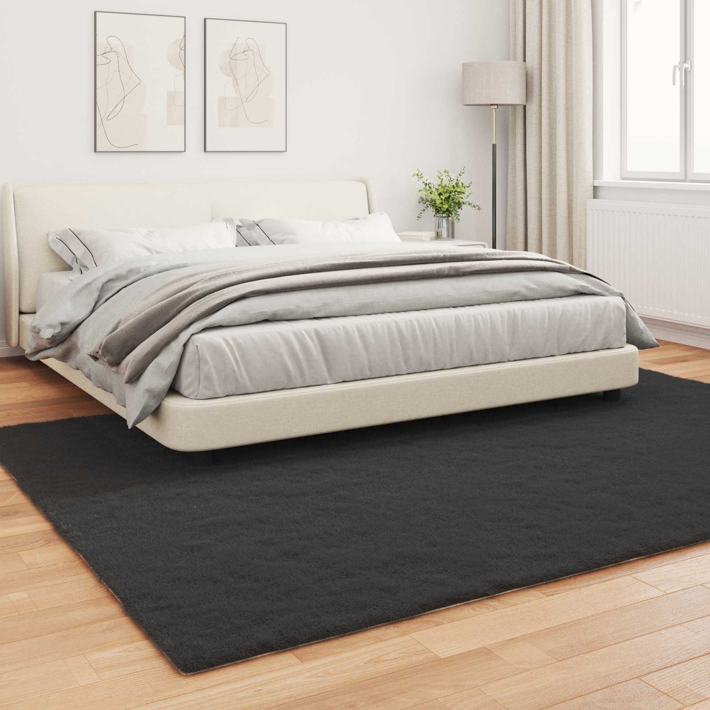 vidaXL Anti-Slip Faux Rabbit Fur Rug OLITE Black 200 x 280 cm