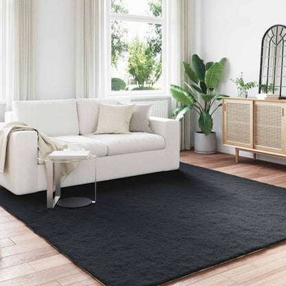 vidaXL Anti-Slip Faux Rabbit Fur Rug OLITE Black 200 x 200 cm