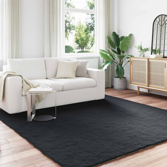 vidaXL Anti-Slip Faux Rabbit Fur Rug OLITE Black 200 x 200 cm