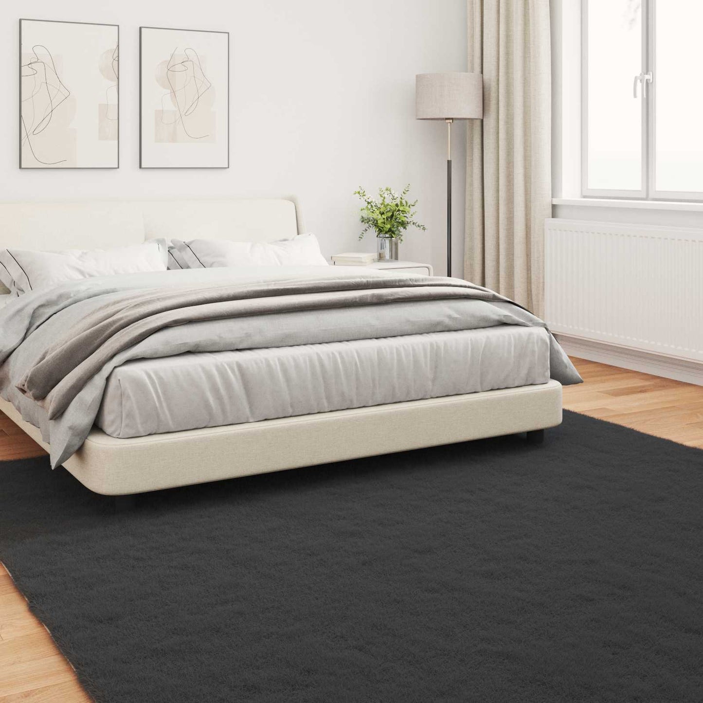 vidaXL Anti-Slip Faux Rabbit Fur Rug OLITE Black 240 x 240 cm