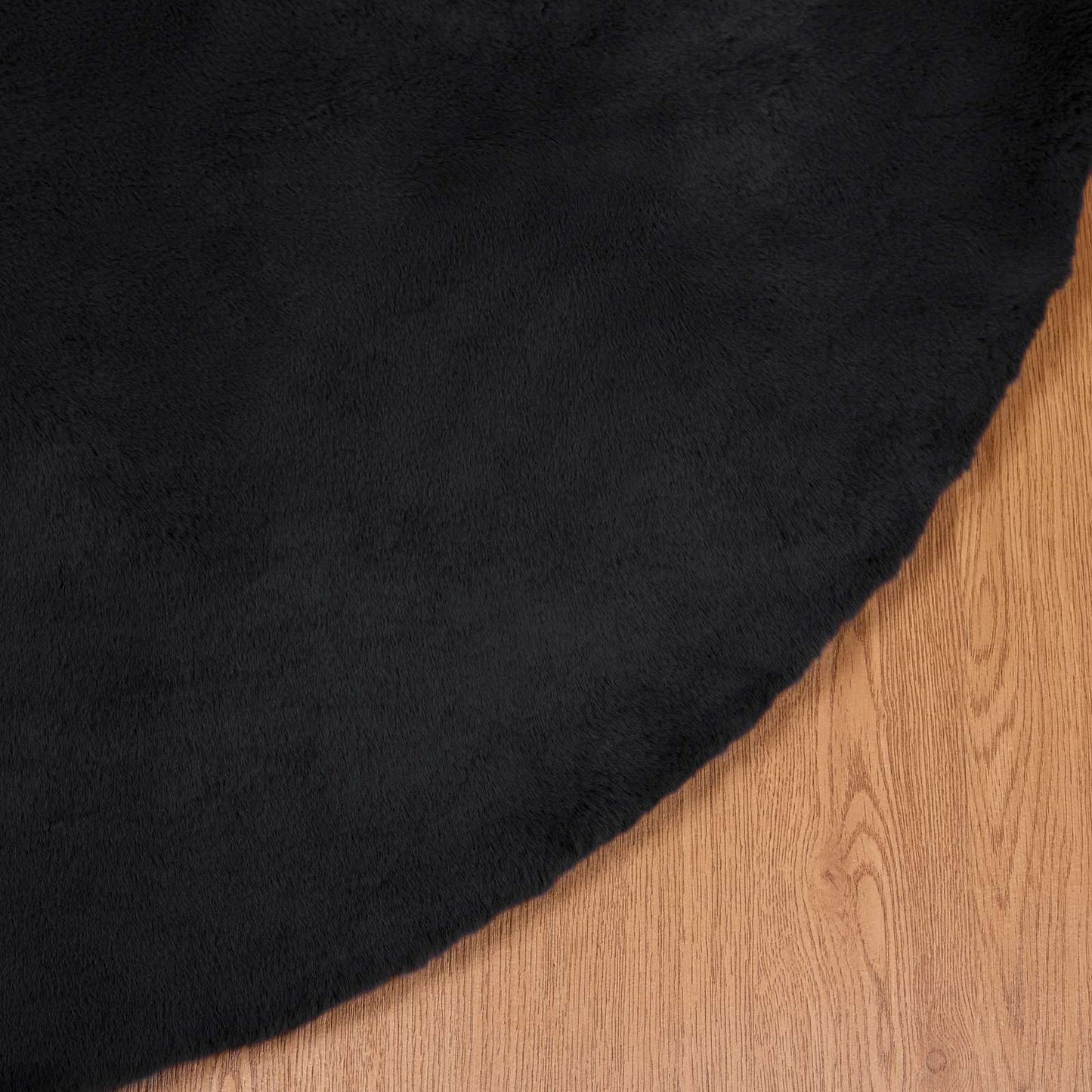 vidaXL Anti-Slip Faux Rabbit Fur Rug OLITE Black Ø 160 cm Polyester